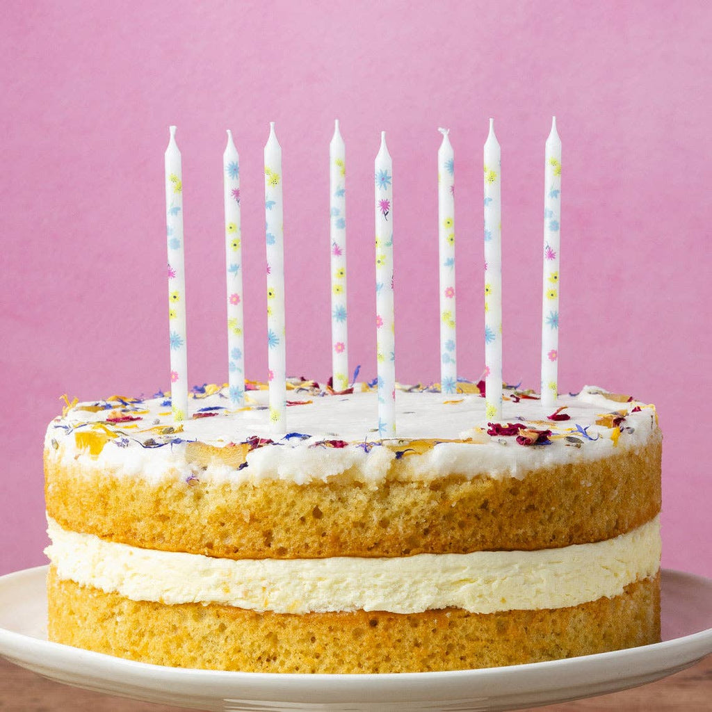 Pastel Floral Birthday Candles - 16 Pack | Cake Candles |