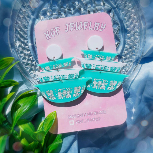 Butterprint Pyrex Handmade Acrylic Earrings & Keychains