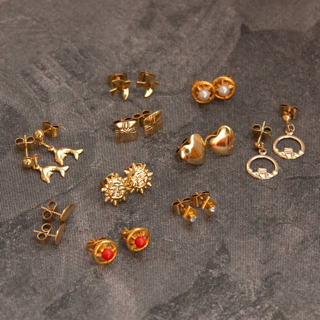 Vintage Gold Stud Earrings - Variety