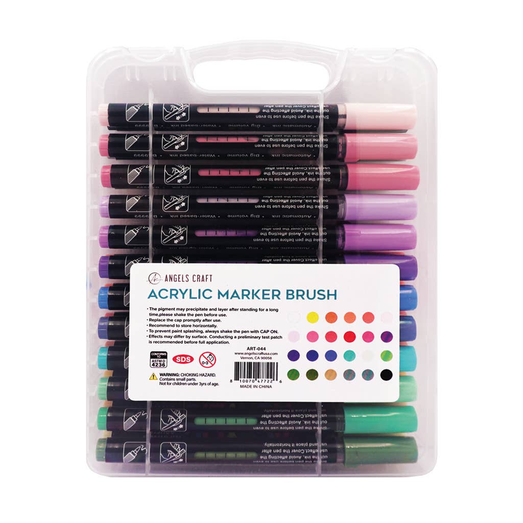 Acrylic Brush Markers - 24ct with Organizer Case