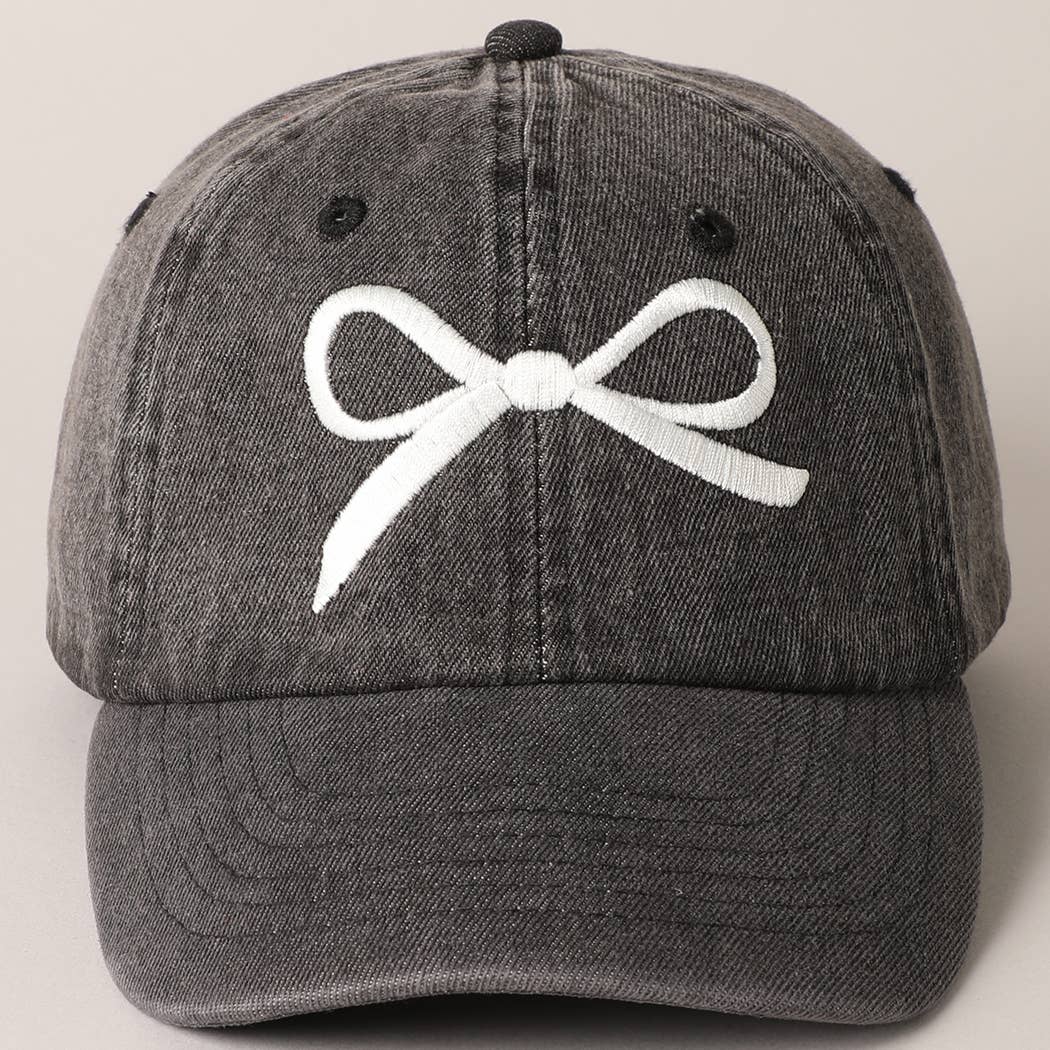Trendy Bow Embroidered Denim Baseball Cap