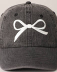 Trendy Bow Embroidered Denim Baseball Cap