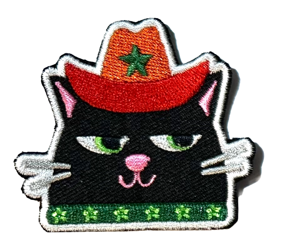 Cats in Hats Embroidered Patch Pair