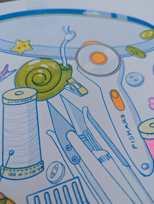 Butter Cookie Sewing Supplies |  Risograph Print