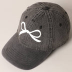 Trendy Bow Embroidered Denim Baseball Cap