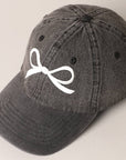 Trendy Bow Embroidered Denim Baseball Cap