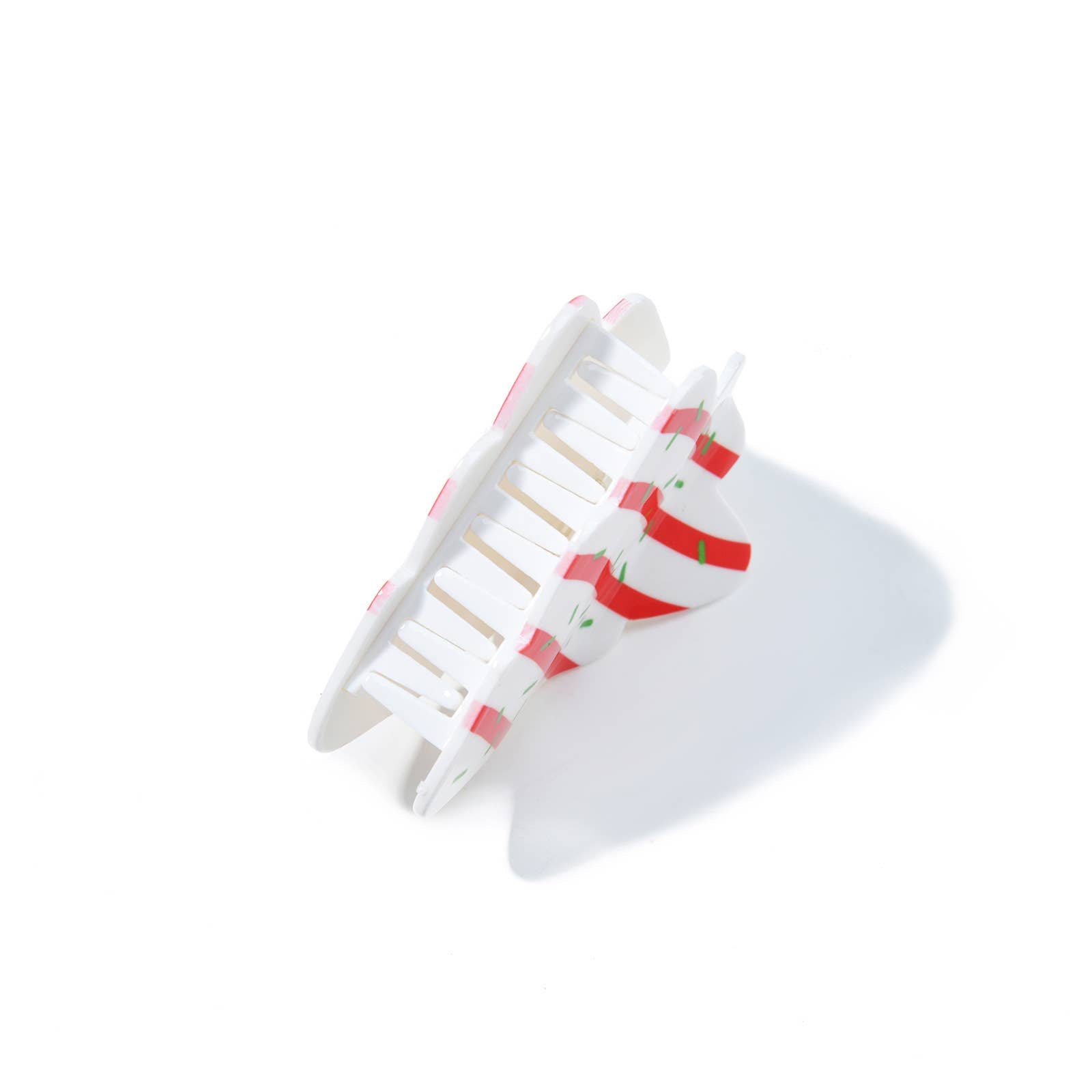 Festive Red Striped Christmas Tree Claw Clip