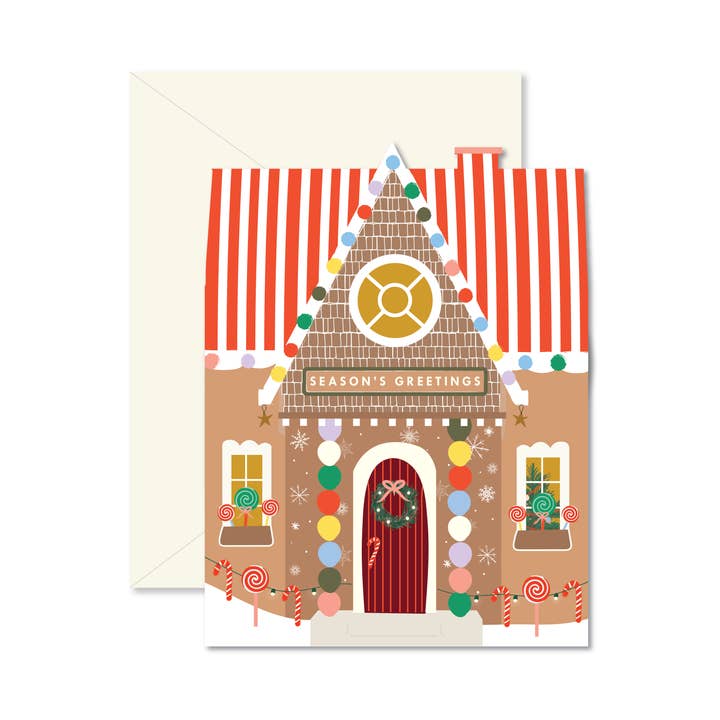 Gingerbread House Die-Cut Greeting Card