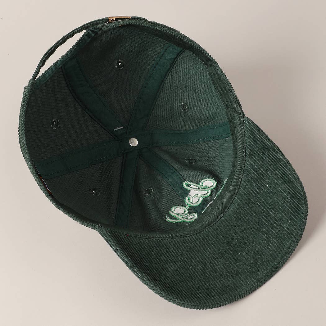 Dog Mom Text Solid Color Corduroy Baseball Cap