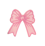Pink Coquette Bow, Dainty Ribbon, Embroidered, Iron on Patch