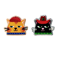 Cats in Hats Embroidered Patch Pair