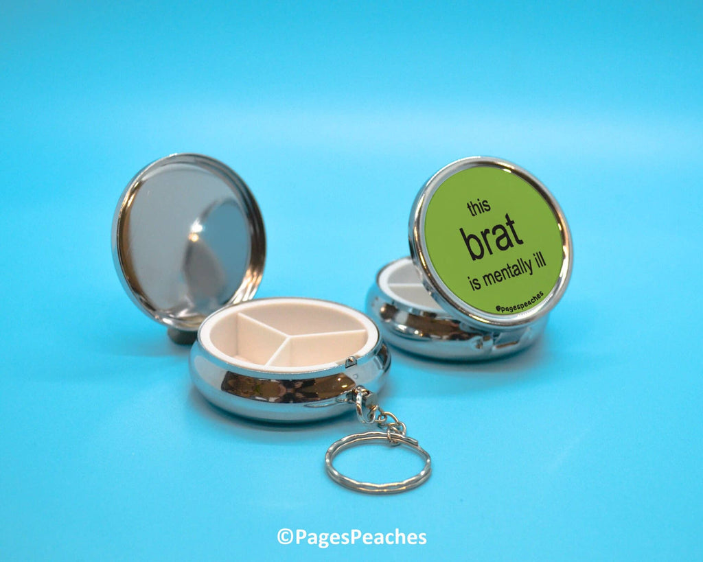 Brat Pill Case Keychain Travel Medication Organizer