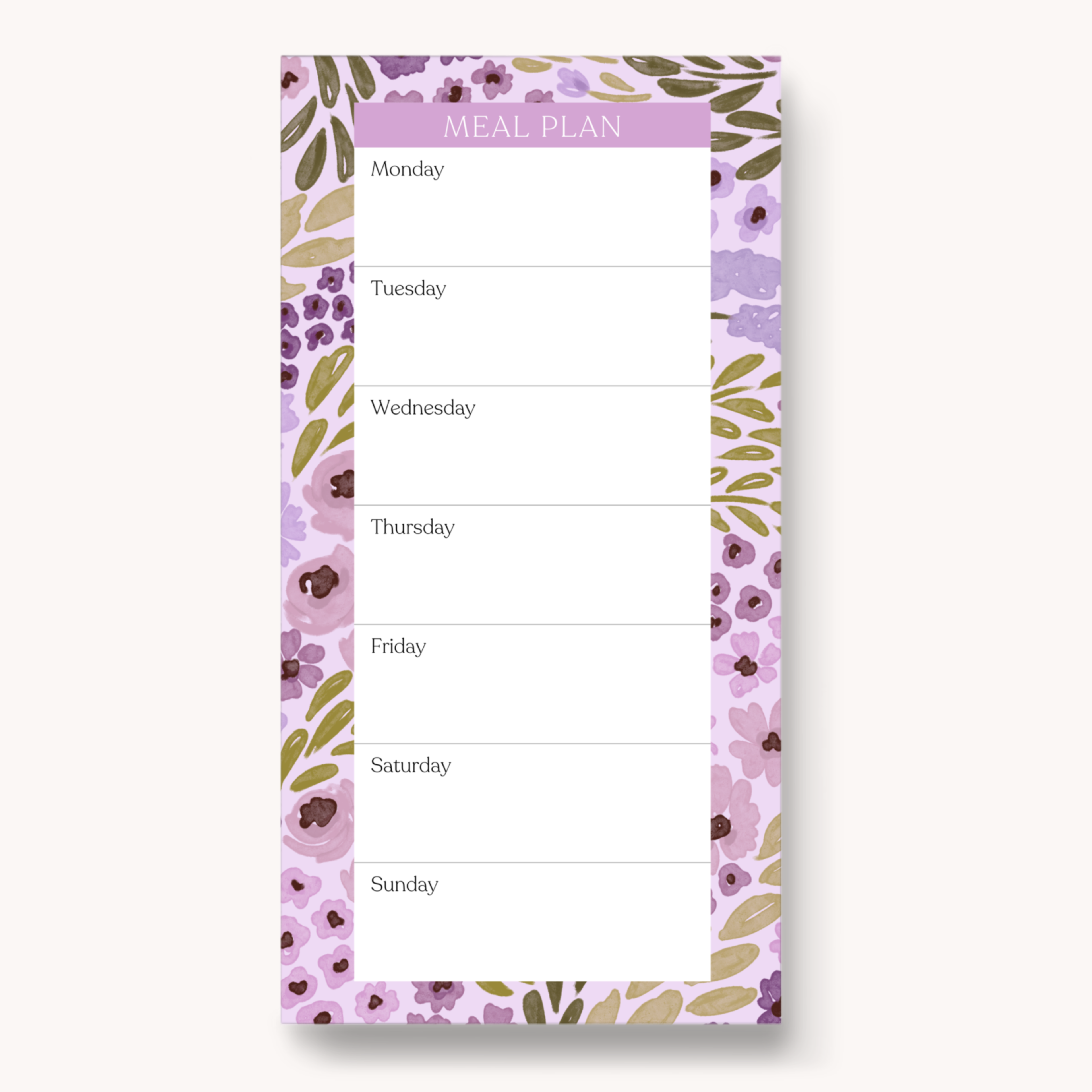 Floral Magnetic Meal Plan Notepad