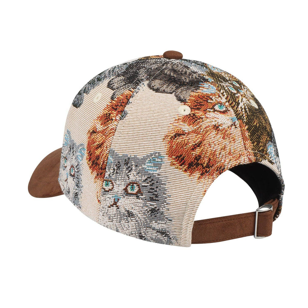 Jacquard Cat Tapestry Baseball Cap | Vintage Style Adjustable Hat for Cat Lovers | HatPhile