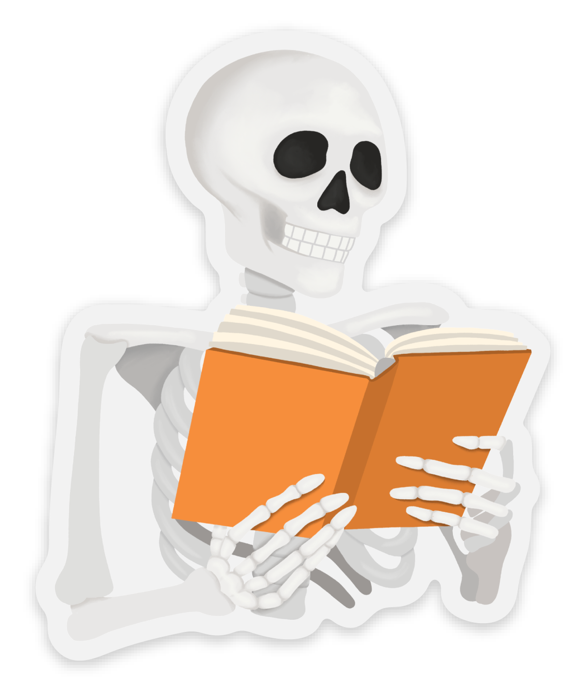 Clear Books and Bones Sticker