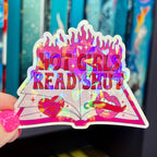 Hot Girls Read Smut Hot Pink Holographic Sticker
