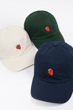 Strawberry Embroidery Cotton Baseball Cap