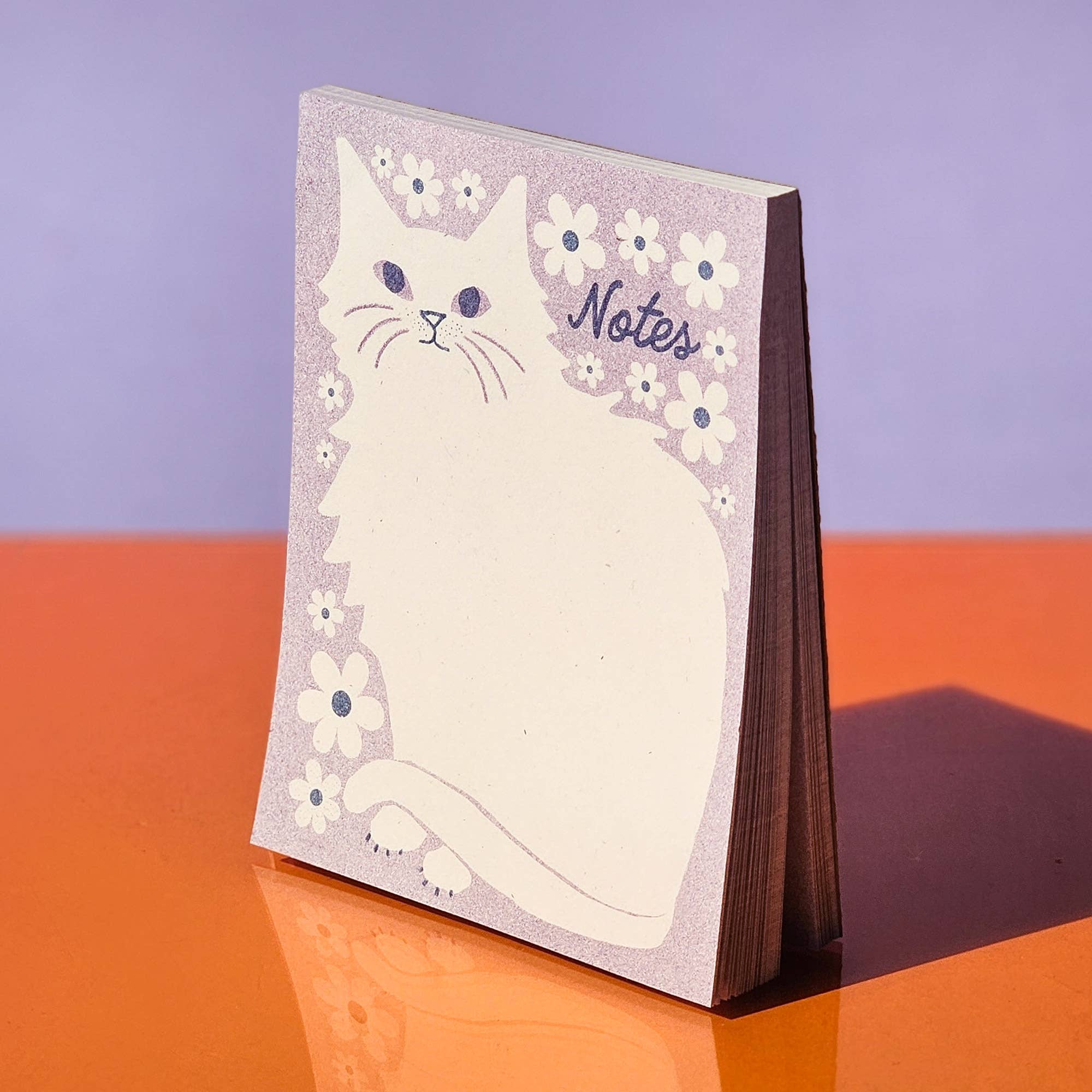 Negative Space Floral Cat - Risograph A2 Notepad – Relume