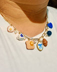 Multi-Charm Paperclip Necklace "Breakfast" Charms