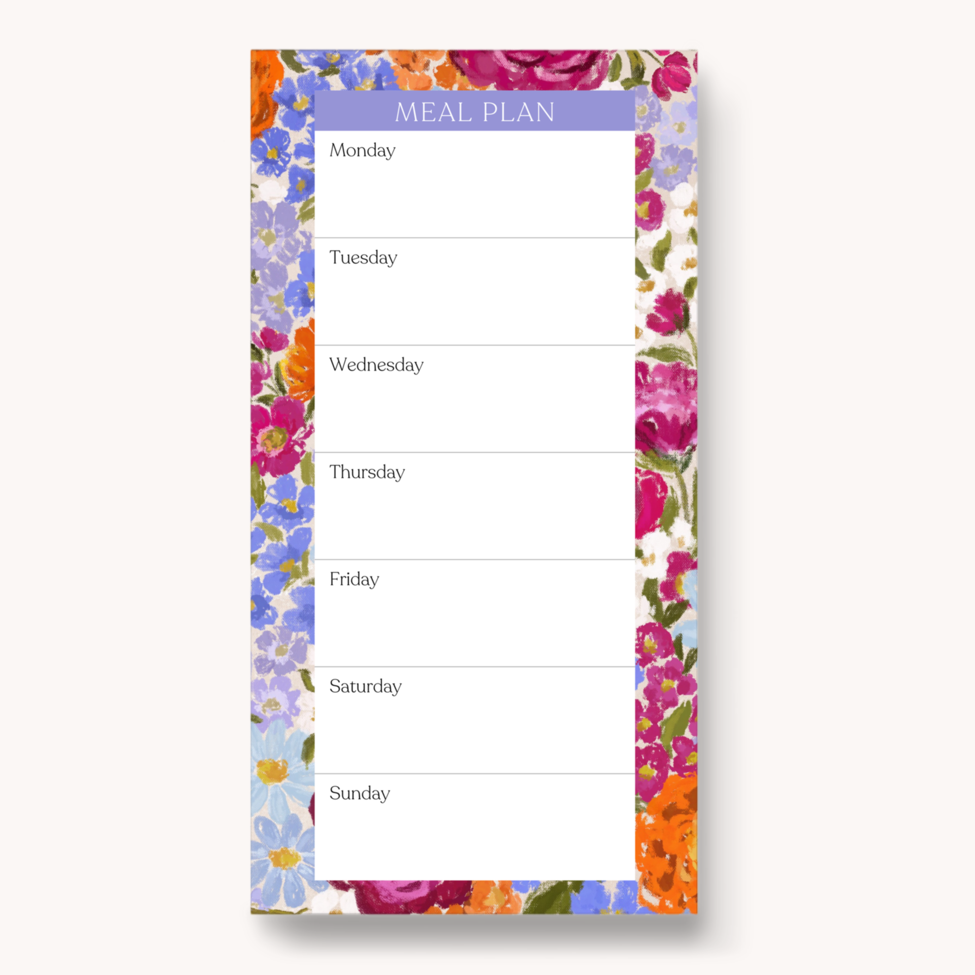 Floral Magnetic Meal Plan Notepad