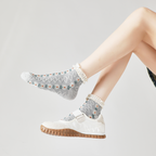 Rufia - Summer Floral Pattern Lace Trim Low-Cut Socks