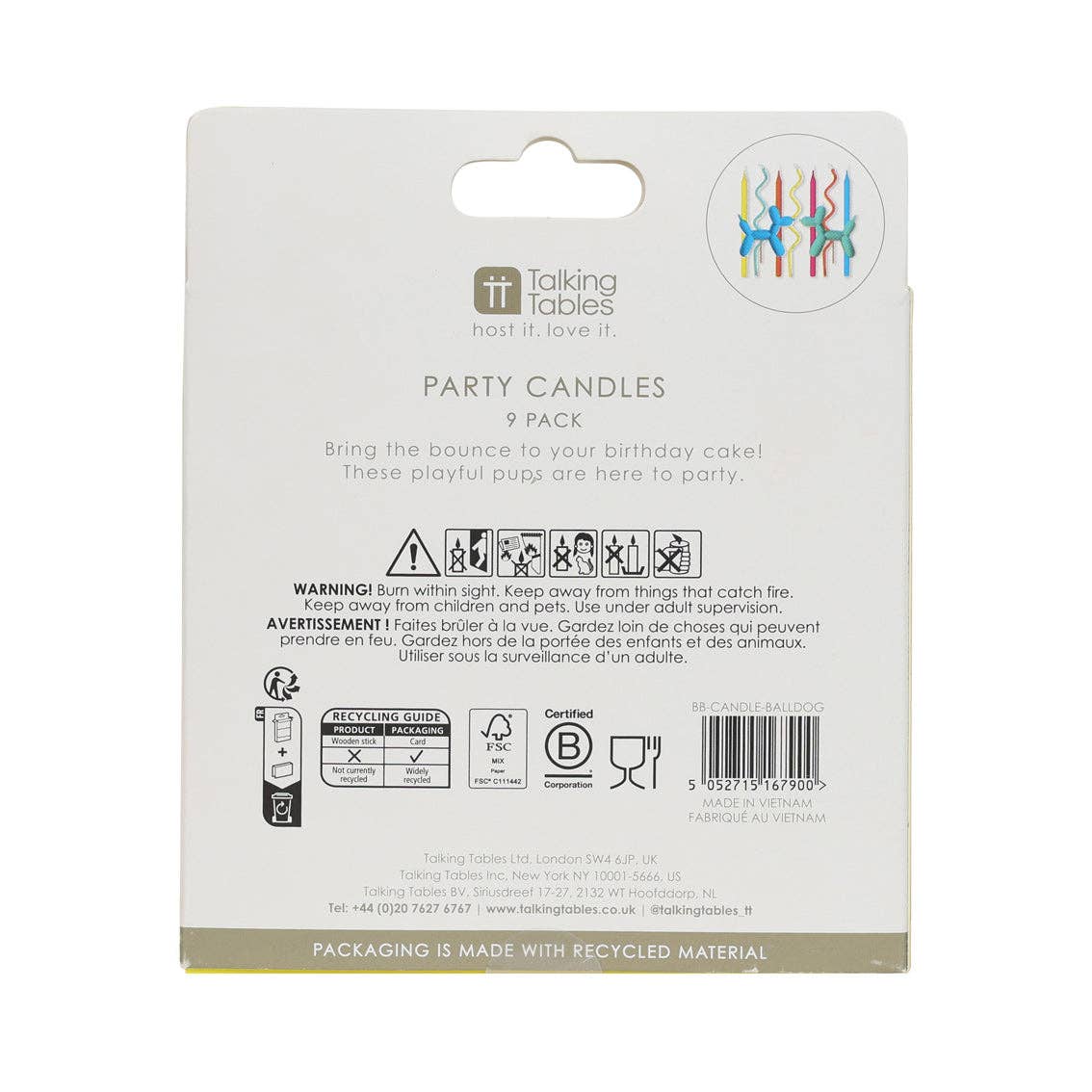 Balloon Dog Birthday Candles - 9 Pack | Cake Candles |