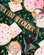 Tini Bit Older Sash - black satin sash, martini party