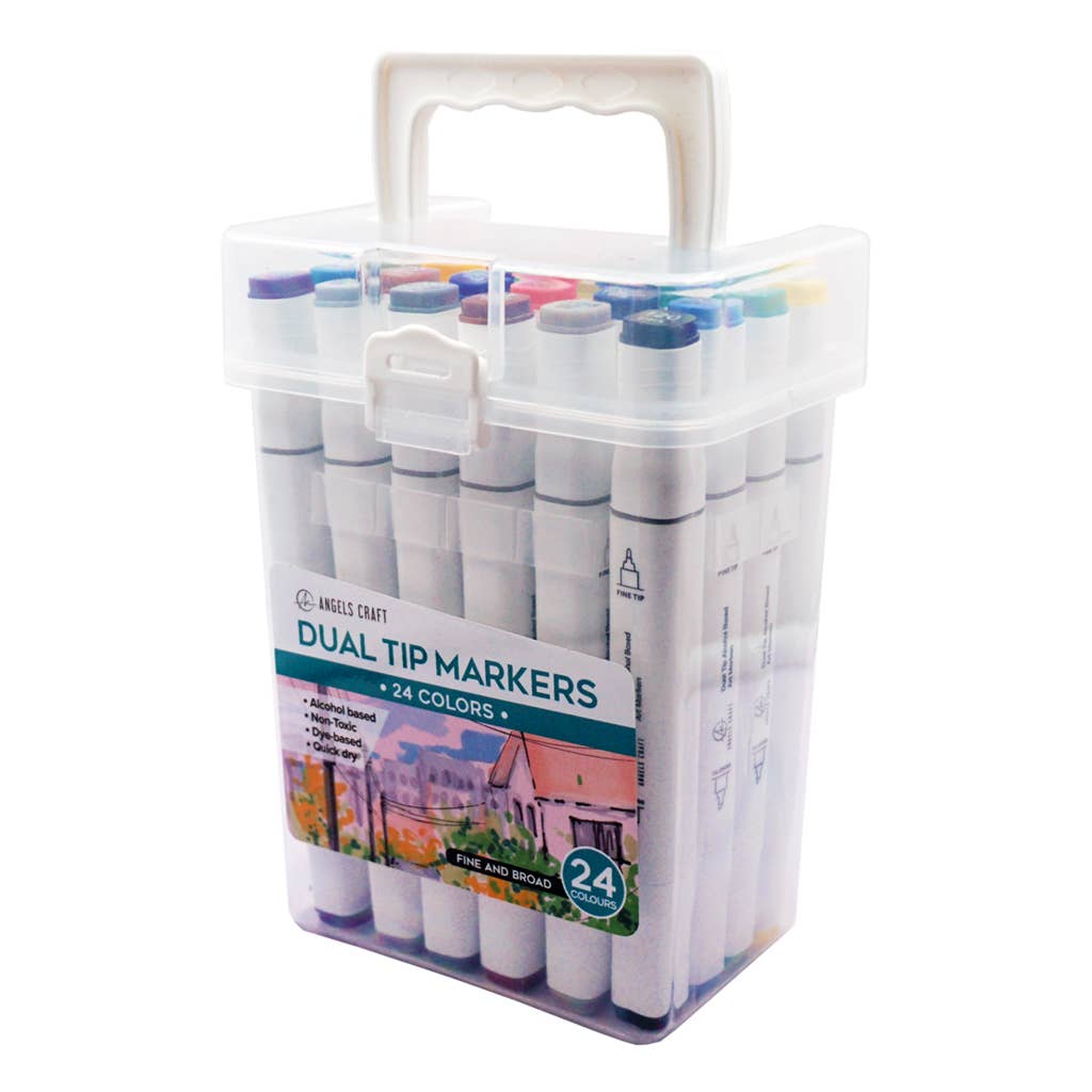 Dual-Tip Alcohol Marker Sets (24-Count) - Non Toxic