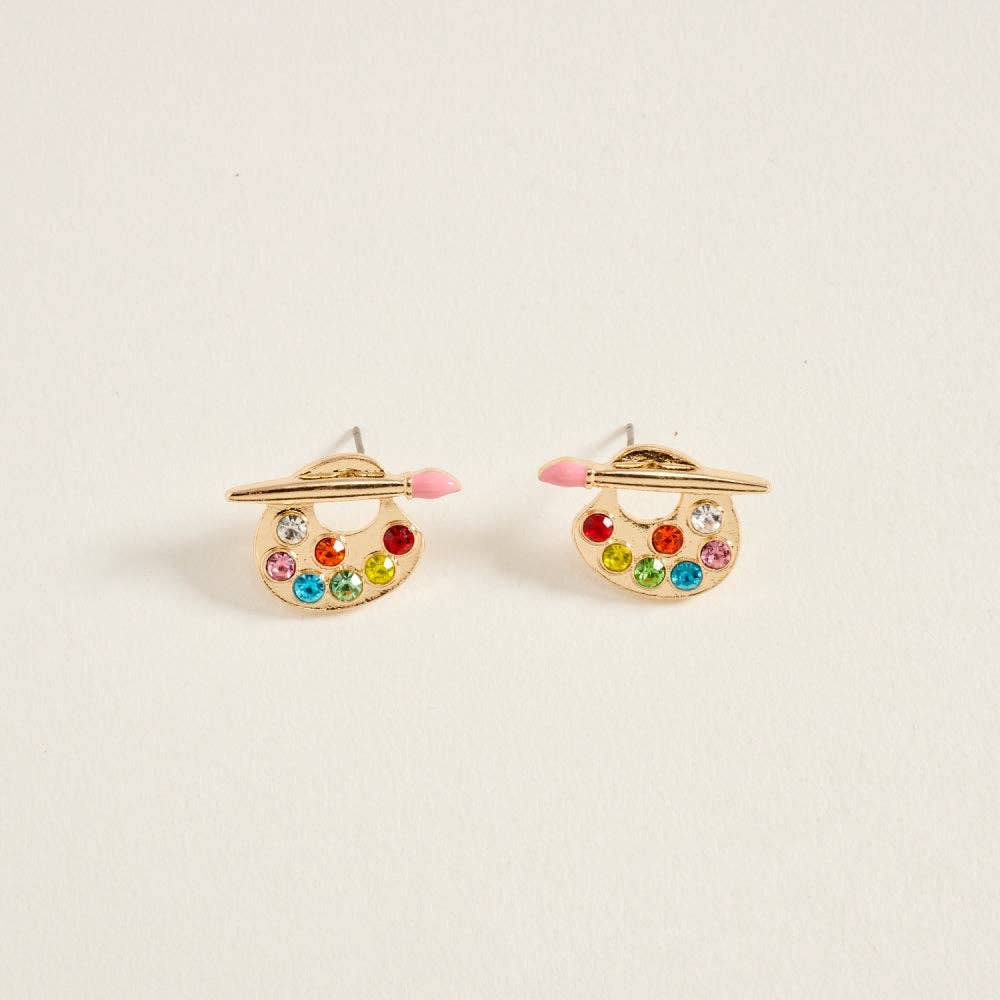0.75 Inch Art Paint Brush Palette Artist Stone Post Earrings