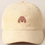 Cute Poodle Dog Embroidery Corduroy Baseball Cap