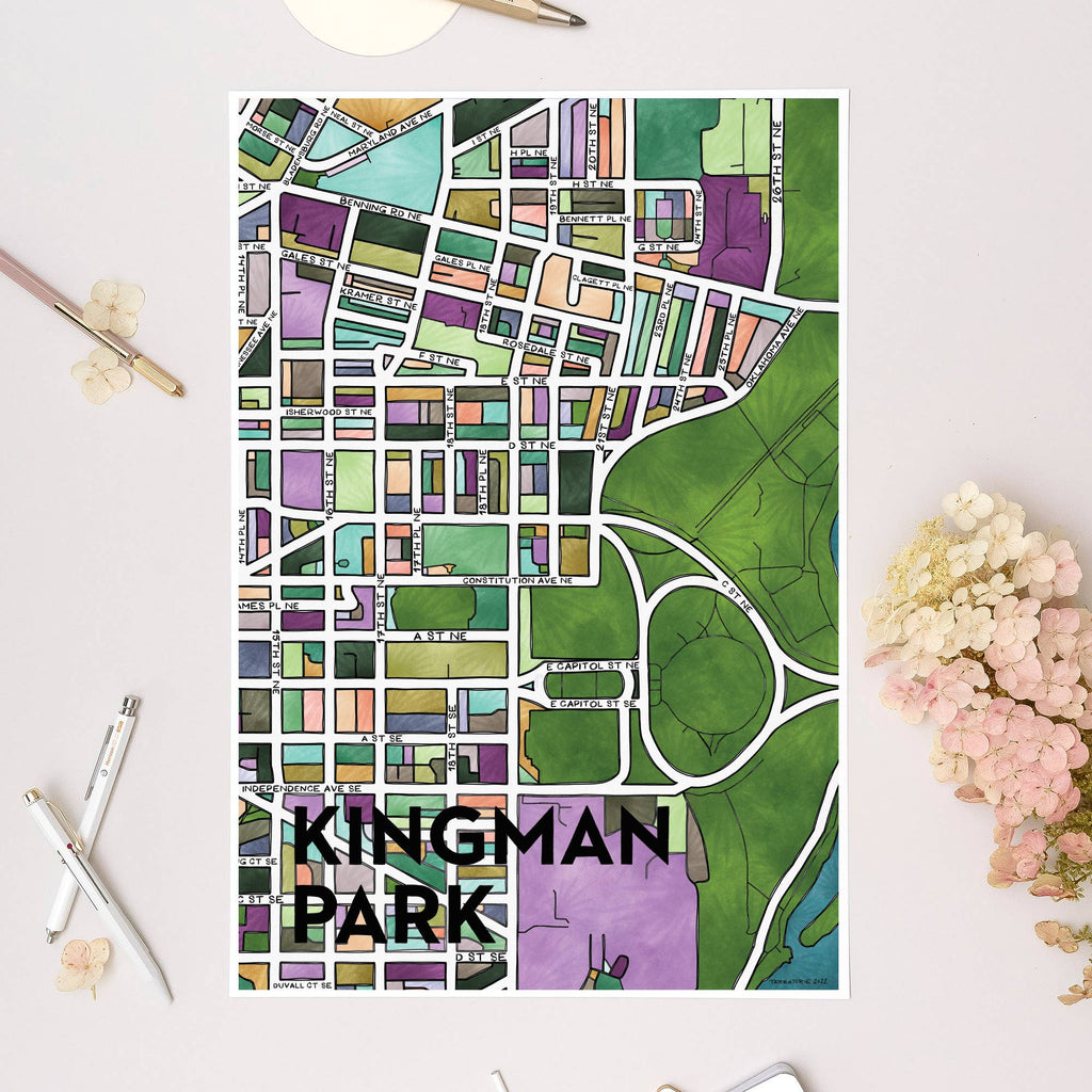 Kingman Park Map Art Print