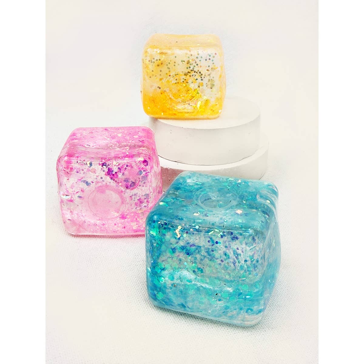 Viral Glitter Ice Cube Squishy Toy
