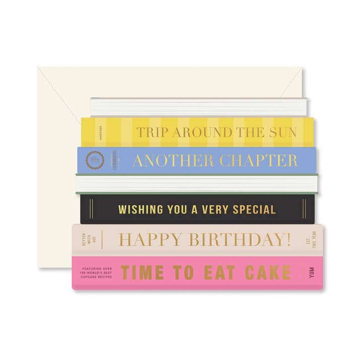 Birthday Books Die-Cut Greeting Card