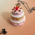 Strawberry Birthday Cake Hand Painted Trinket Box