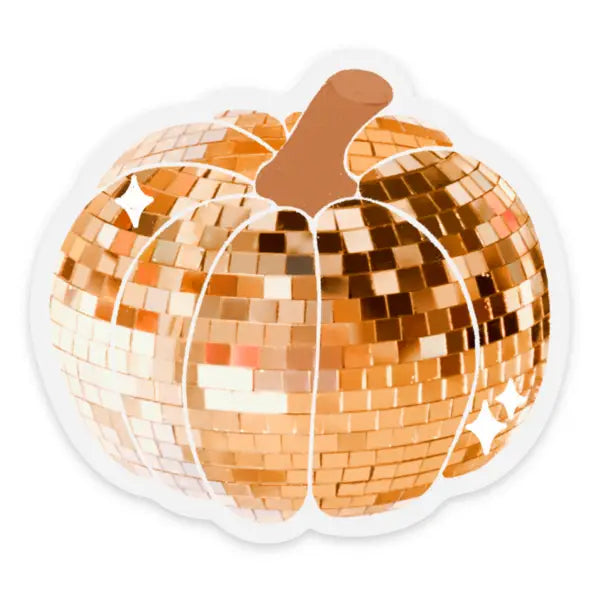 Clear Disco Ball Pumpkin Sticker, 2.9x2.9 in.