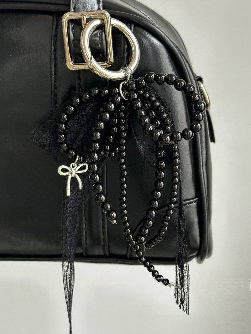 Lace Bow Pearl Keychain Bag Charms DP25B558