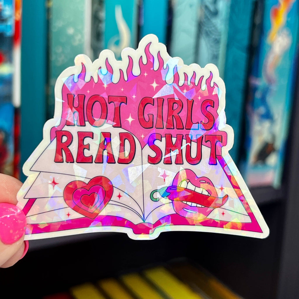 Hot Girls Read Smut Hot Pink Holographic Sticker