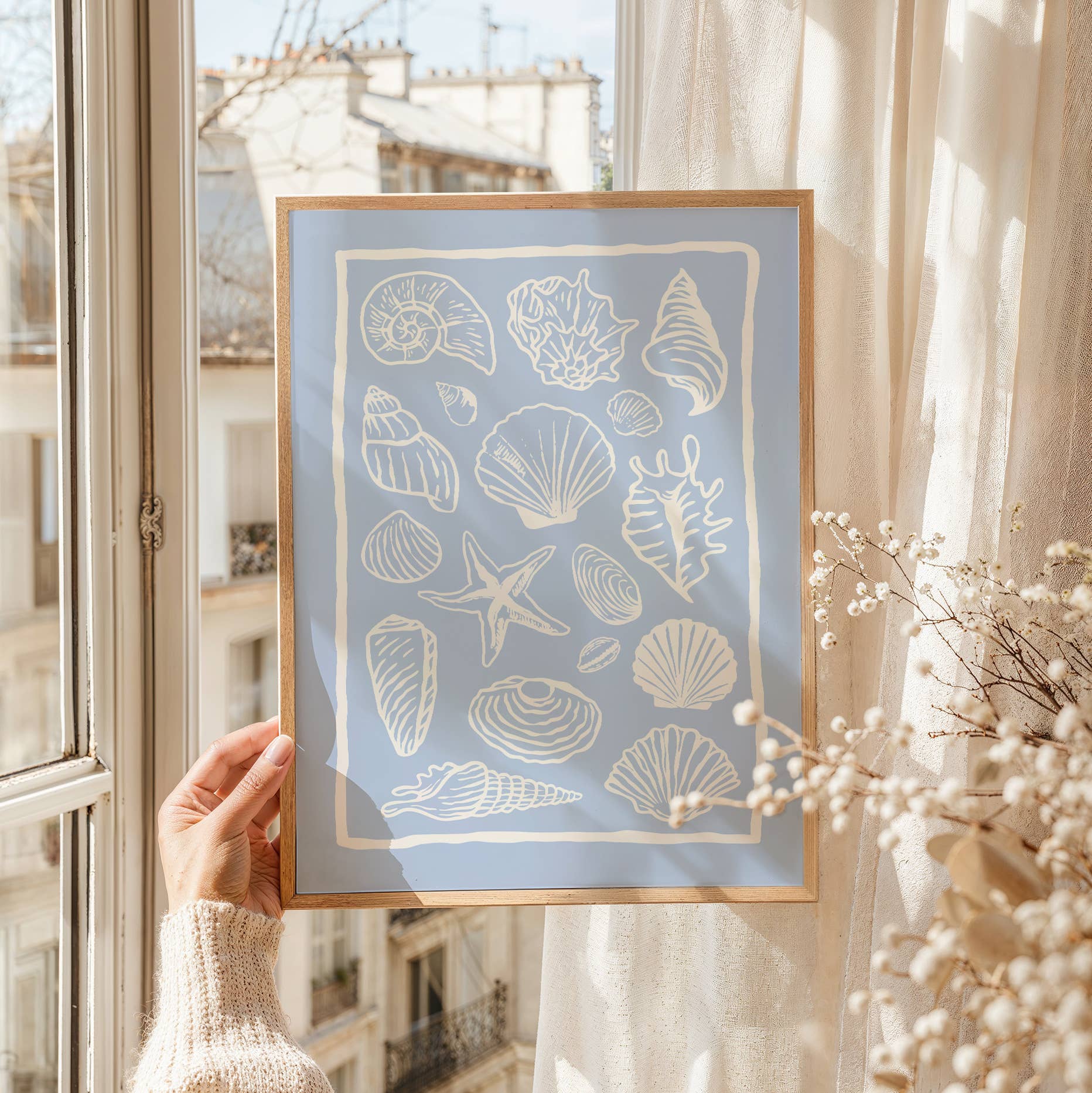 Seashells Light Blue Print