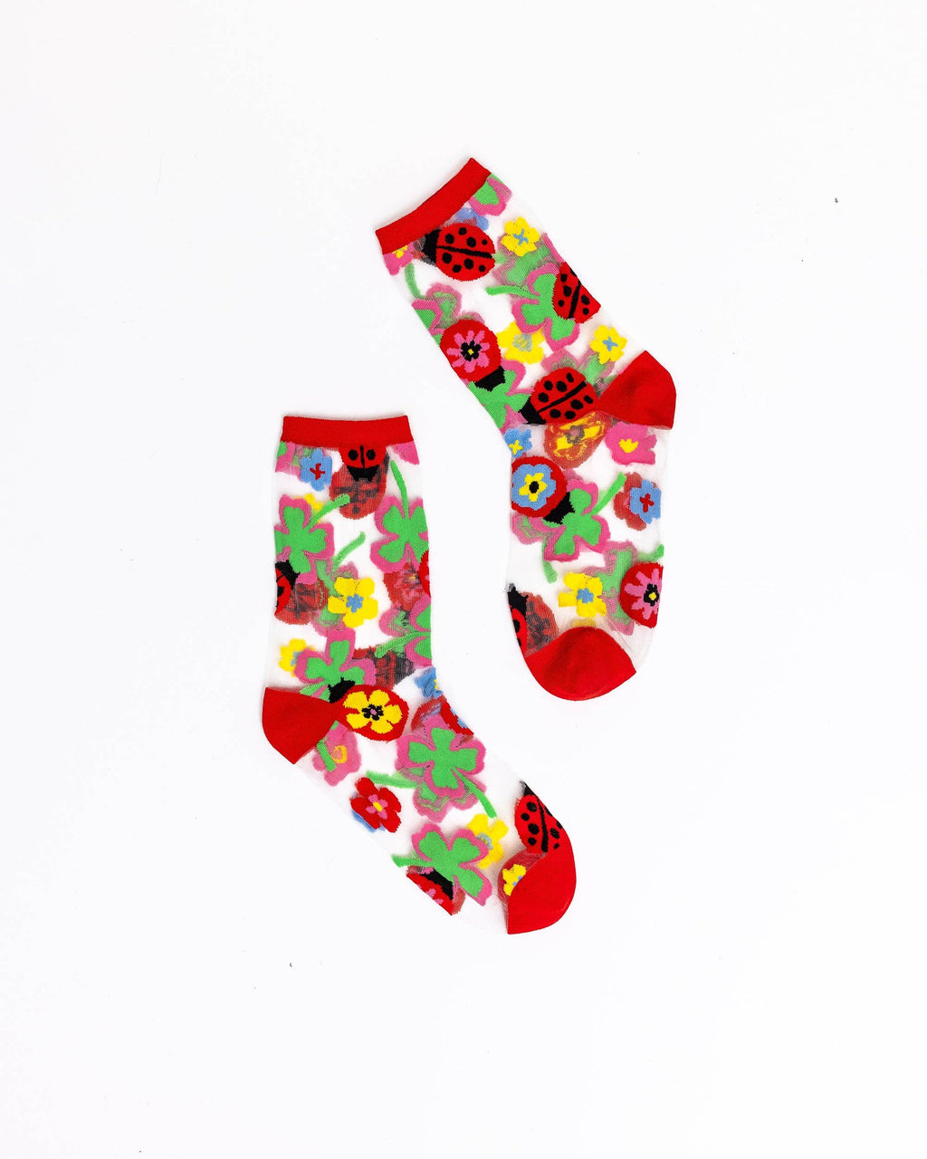 Lucky Ladybug Sheer Crew Sock