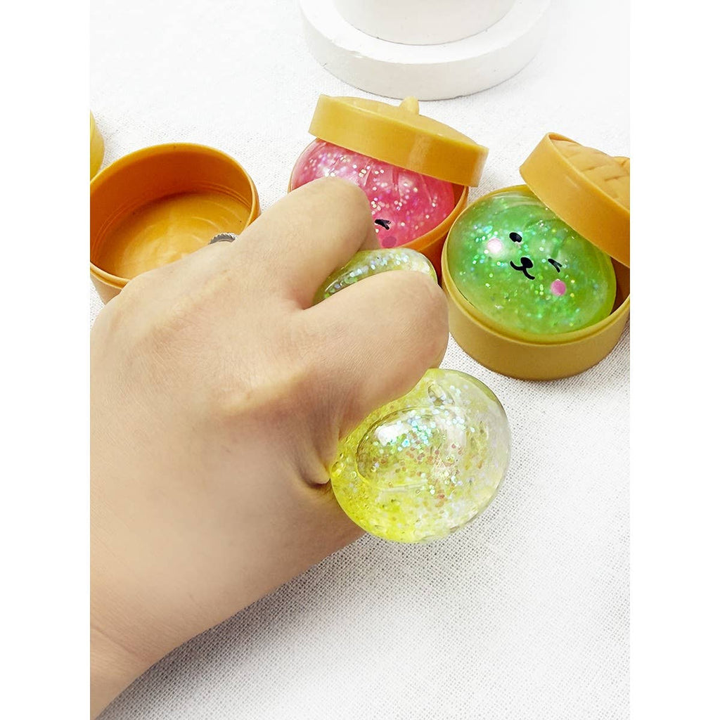 Mini Glittered Dumpling Squishy with Steamer