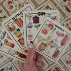Classic Cocktail Variety Coaster Set of 4 (Bourbon, Gin, Vodka, Tequila)