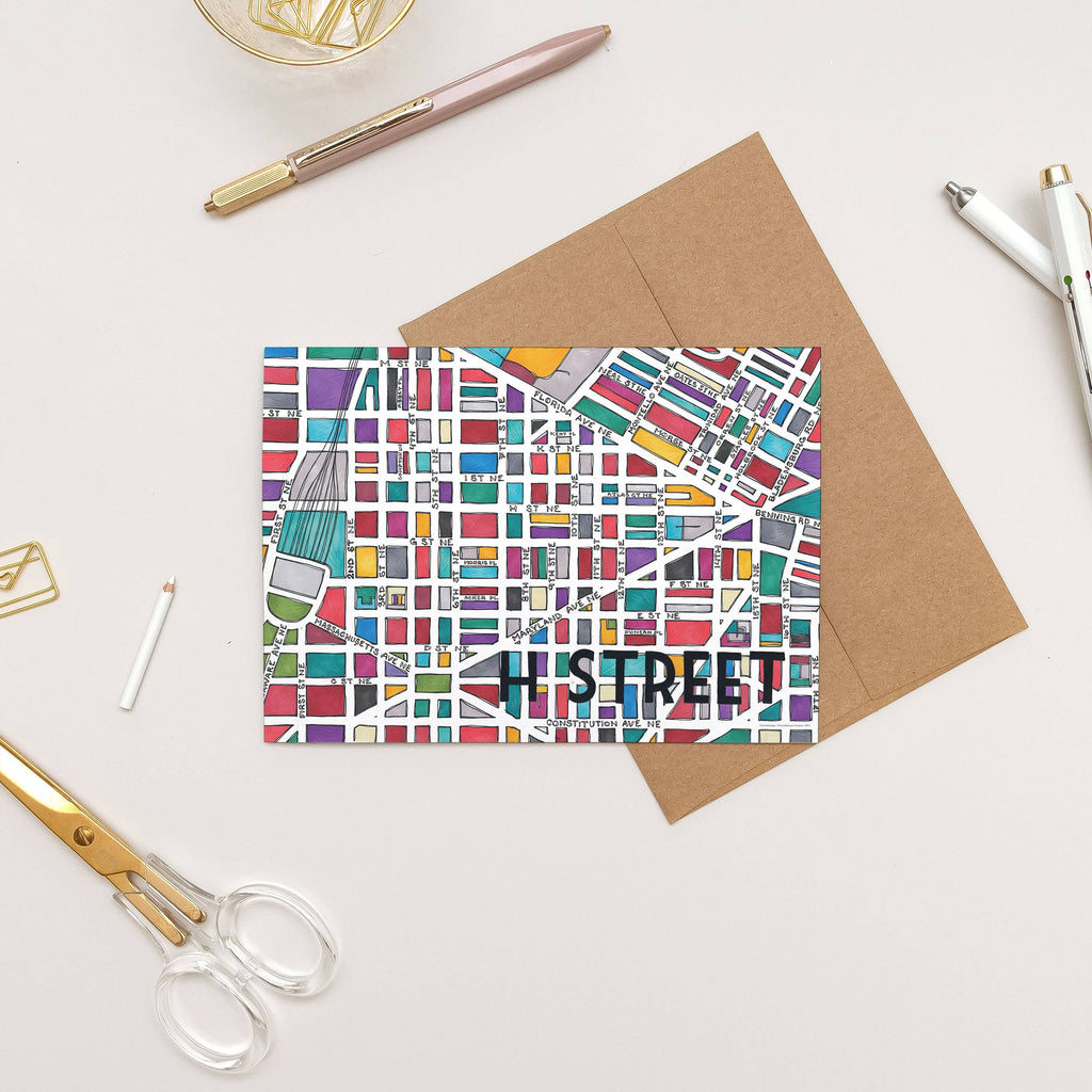 H Street Map Art Greeting Card