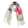 Rose and Grey Tassel Plaid Scarf