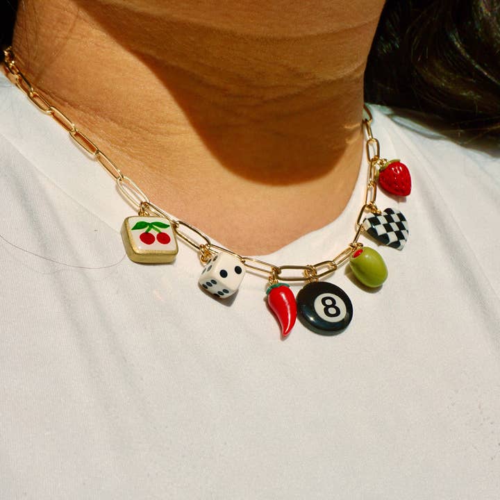 Multi-Charm Paperclip Necklace "On A Hot Streak"