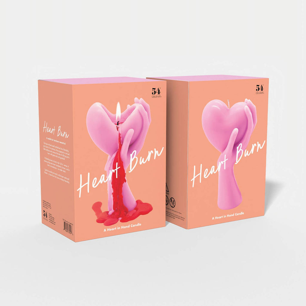 Heart Burn Candle - 7" Tall, Bleeding Heart, 18 Hr Burn Time