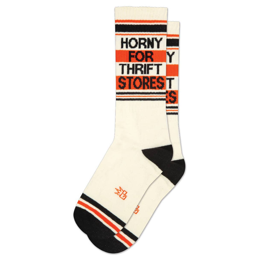 Horny For Thrift Stores Gym Crew Socks