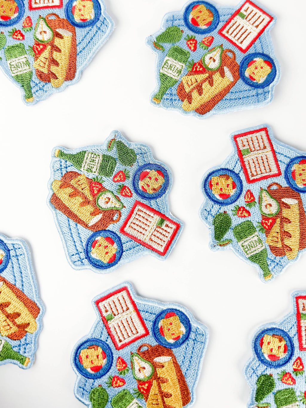 Picnic Embroidered Patch Food Iron On Charcuterie Hat Totes