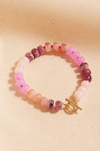 Flat Round Resin Bead Ombre Mixed Stretch Bracelet