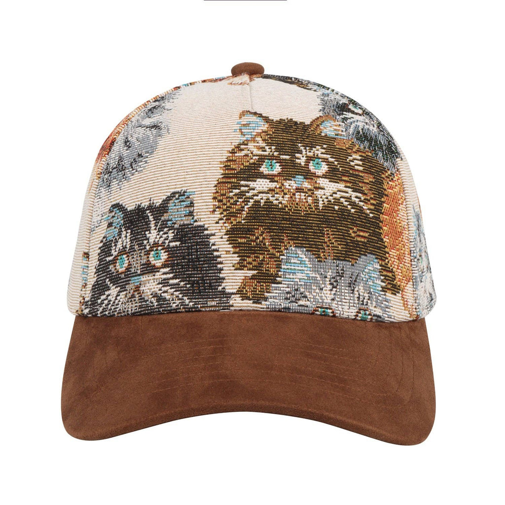 Jacquard Cat Tapestry Baseball Cap | Vintage Style Adjustable Hat for Cat Lovers | HatPhile