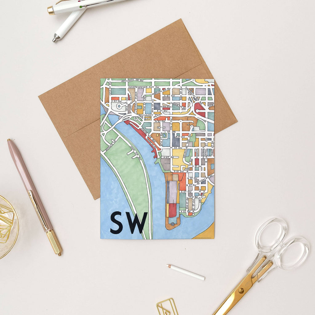 SW Map Art Greeting Card